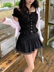 エムミーエメ サイドリボンビジューオフショルダーシアートップス M me