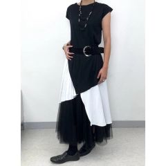 ユティリティutilite】刺繍ヨークギャザーロングワンピース 日本製