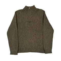 XL ポロラルフローレン グリーン メリノ ウール ハーフジップ ニット