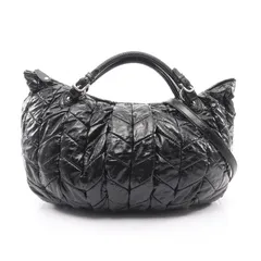 ミュウ ミュウ Miu Miu ハンドバッグ キルティング 2WAY ブラック パテントレザー 2WAY キルティング ハンドバッグ レディース Used B