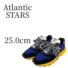 アトランティックスターズ Atlantic STARS スニーカー 25.0cm ビブラムソール Vibram ブルー ブラック イエロー 黒 青 黄 紐 靴 箱付き ローカット 中古