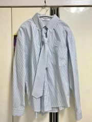 Amly City ストライプ ボウタイシャツ 長袖 グレー レディース - メルカリ