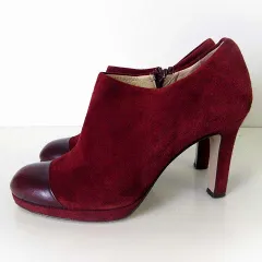 ファビオルスコーニ FABIO RUSCONI ブーティ パンプス 本革 スエード レザー キャップトゥ 36 ワインレッド ボルドー色 23.0cm イタリア製 くつ 靴 シューズ