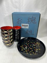 桂由美 漆器お椀 5セット お盆 箸 未使用品 - メルカリ