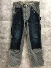 バンソン VANSON Lot 404シンチバックヒッコリー切替デニムパンツ32 