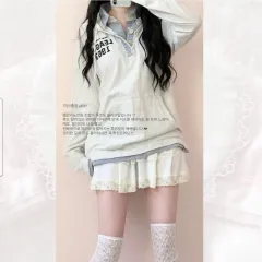 ヴィンテージ ライトブルー レイヤード シャツ フード付きTシャツ
