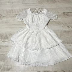レースバイカラーエプロンワンピース ホワイト lillilly リルリリー