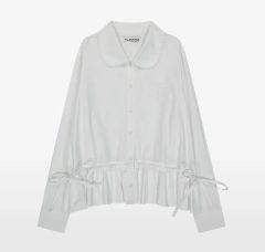 mmeeme Side ribbon frill cropped blouse | Mercari