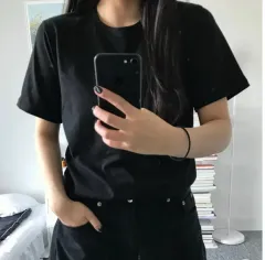黒色 半袖 無地 Tシャツ