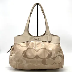 【中古】COACH コーチ ロゴ シグネチャー キャンバス レザー ハンド トート バッグ fY11253A