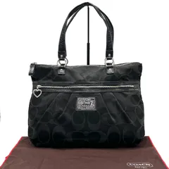 【中古】COACH コーチ シグネチャー ロゴ キャンバス レザー ハンド トート バッグ fY11255A