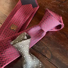 HERMES   エルメス　リンク模様／チェーン柄　ネクタイ　２点セット　②