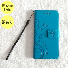 【訳アリ品】蝶 手帳型 iPhone6/6s iPhoneケース 水色 CN