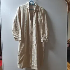 アイボリー コーデュロイ ロング シャツ ONE PIECE