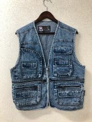 90sレトロ古着ビッグアニマルプリント&刺繍インディゴブルーデニム 