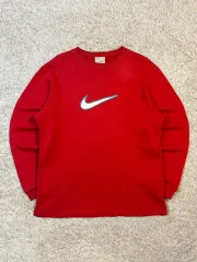 ウィメンズ L 00's NIKE オールドスクール ビックスウォッシュ スウェット レッド