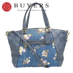 COACH コーチ デニム フラワー 花柄 2wayショルダーハンドバッグ 美品