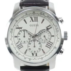 【Guess】ゲス HORIZON ホライズン W0380G2 ステンレススチール×レザー シルバー/茶 クオーツ クロノグラフ メンズ 白文字盤 腕時計のサムネイル