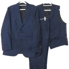 極美品 BLACK LABEL CRESTBRIDGE ブラックレーベル クレストブリッジ 3ピース スーツ セットアップ ゼニア生地 38L ネイビー 【中古】