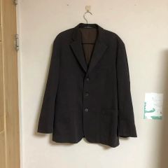 ジョスエーバンク テーラードジャケット グレンチェック XL 茶 毛 