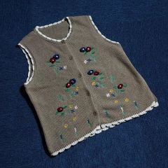 d*4様 花柄刺繍 ニットカーディガン 青 - メルカリ