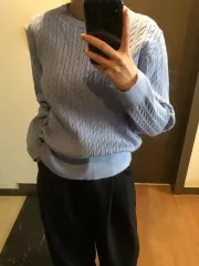 ケーブルニットセーター スカイブルー