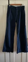 ネイビー デニム ワイド パンツ