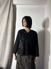 すずらん刺繍カーディガン(ブラック） - メルカリ