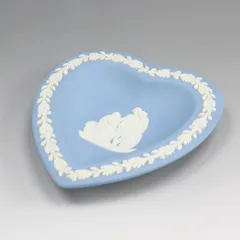 【Wedgwood】ウェッジウッド ハート型小物入れ ジャスパー ペールブルー _ 置物 オブジェ