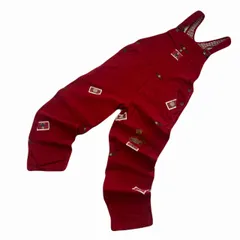 ピンクハウス オーバーオール レディース W30 レッド 胸ポケット くまさんワッペン コットン100％ ゆるだぼ 美品のサムネイル