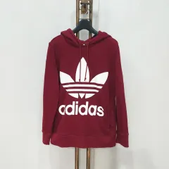 (JJ28265) アディダス トレフォイル ビックロゴ レッド フード Tシャツ XS