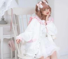 レア】ピンク ねこみみ でかリボン オーバーサイズ ジップアップ 