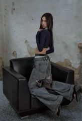 ANDWANG back cutout denim pants (gray) S - メルカリ