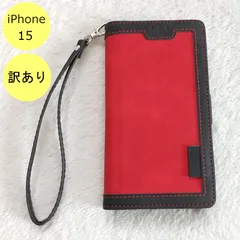【訳アリ品】レトロ 手帳型 iPhone15ケース レッド A