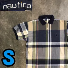 T8286 nautica ポロシャツ　タータンチェック　総柄　古着
