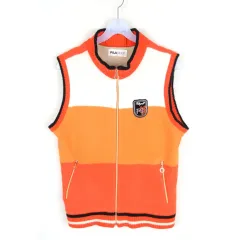 FILA フィラ ジップアップ ニット ベスト レディース Mサイズ ウール混 ゴルフ ベスト NG11134のサムネイル