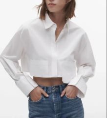 定価6290 ZARA ライトブルー 七分シャツ ワイシャツ - メルカリ