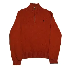 M ポロラルフローレン オレンジ ハーフジップ コットン ニット