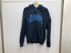  X-LARGE エクストララージ ダブルジップパーカー DISTORTED LOGO ZIP サイズL ネイビー 春