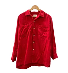 ヴィンテージ vintage 60s 60年代 Viyella by HATHAWAY オープンカラー 開襟 ウールシャツ 赤 長袖シャツ 無地 レッド Mサイズ 104MT-3085