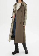 未使用級 アンスリード パターンドッキングコート チェック ベージュ