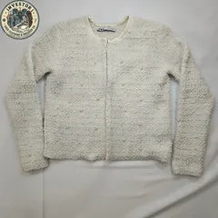 【美品】ザラ ZARA パール付ツイードジャケット カーディガン 白 S 結婚式 完売のサムネイル