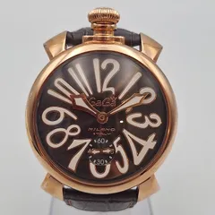 ガガミラノ GaGa MILANO マニュアーレ マヌアーレ CARICA MANUALE 48mm 腕時計 メンズ 手巻き 裏スケ ブラック ゴールド 【12101】