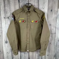【新品】A BATHING APE BAPE アベイシングエイプ ベイプ 日本製 ベージュ 長袖 ワッペン ウエスタン チノ コットン シャツ レディース XS サイズのサムネイル