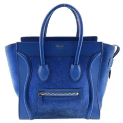 【CELINE】セリーヌ ラゲージマイクロ スウェード×カーフ ブルー レディース ハンドバッグ