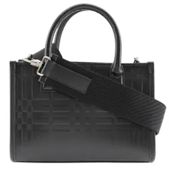 【BURBERRY】バーバリー エンボスチェック 2WAYショルダー カーフ 黒 レディース ハンドバッグ