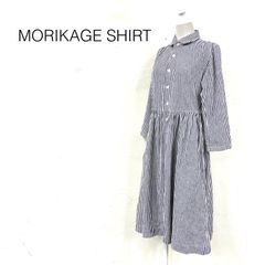 MORIKAGE SHIRT 総柄 半袖シャツワンピース プリーツ 黒 丸襟 - メルカリ