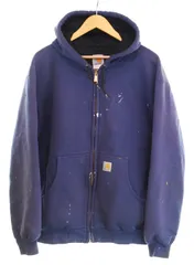 カーハート Carhartt 90's Thermal Zip Up Hoodie サーマル ジップ アップ フーディー アクティブ ジャケット ペンキ ペイント 雰囲気系 パーカ ネイビー 103MT-4472