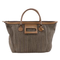 【DELVAUX】デルヴォー トワルド キュイール ストライプ レザー 茶 レディース ハンドバッグ