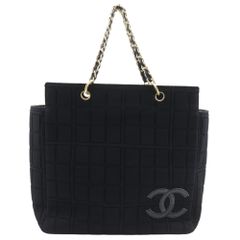 CHANEL シャネル チェーントート チョコバー コットン ブラック
